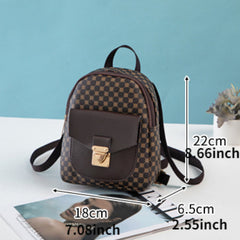 Geo Pattern Zipper Backpack, Women's Fashion Faux Leather Small Backpack For Work & School (8.66*7.08*2.55) Inch