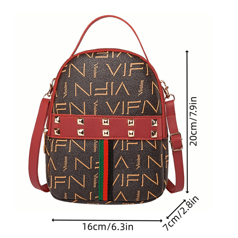 Classic Letter Detail Backpack, Stylish Mini Zipper Backpack, Women's Backpacks & Bags (7.9*6.3*2.8) Inch