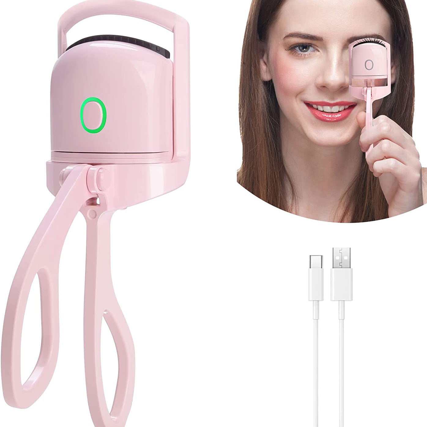 Heated Eyelash Curlers, Rechargeable Electric Eyelash Curler Quick Natural Curling 2 Temperature Modes Heated Lash Curling Long Lasting Lash Tool