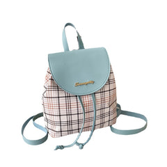 Mini Plaid Backpack, Women's Cute Backpacks Trendy Mini Faux Leather Bags With Letter Decor (9.06*8.27*4.27)inch