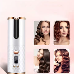 Rechargeable Automatic Hair Curler Ladies Portable Hair Curler LCD Display Ceramic Rotary Curler Hairdressing Supplies