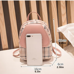 Classic Color Contrast And Stripe Pattern Design Backpack With Golden Metal Lock, Women's Daily Backpack For Hanging Out And Work (8.26*6.3*2.36)inch