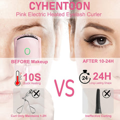 Heated Eyelash Curlers, Rechargeable Electric Eyelash Curler Quick Natural Curling 2 Temperature Modes Heated Lash Curling Long Lasting Lash Tool